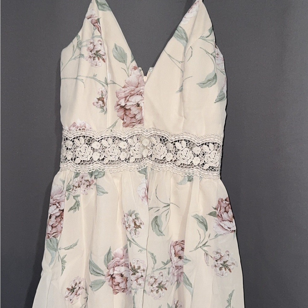 Windsor Floral Lace Jumpsuit in Cream and Pink